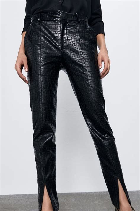 zara faux leather pants|zara faux leather harness.